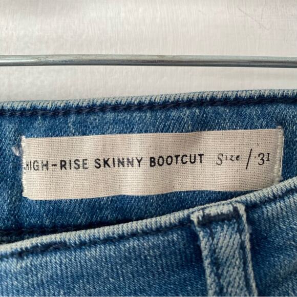 Pilcro Letterpress High-Rise Skinny Bootcut Jeans Button Front size 31 Raw Hem - Picture 10 of 11